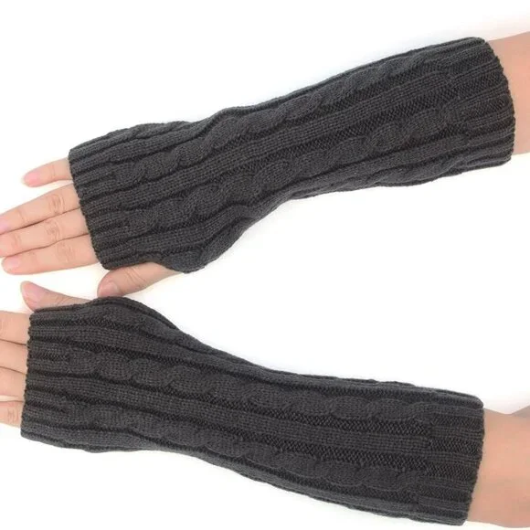 Flammi Women's Knit Arm Warmers Fingerless Gloves Thumb Hole Gloves Mittens for - Picture 7 of 8